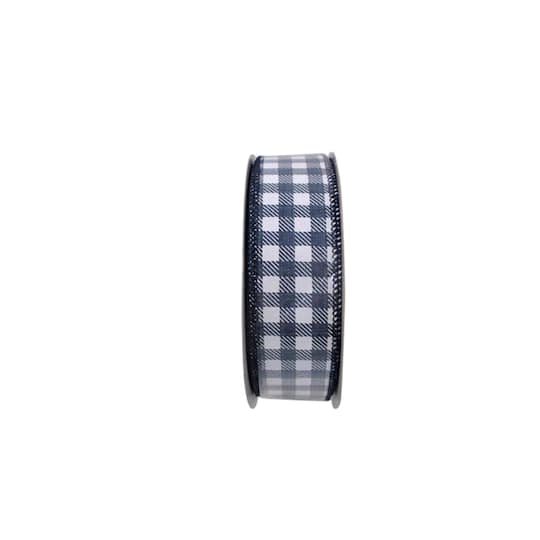 Reliant 1.5" x 20yd. Gingham Twill Print Linen Wired Ribbon